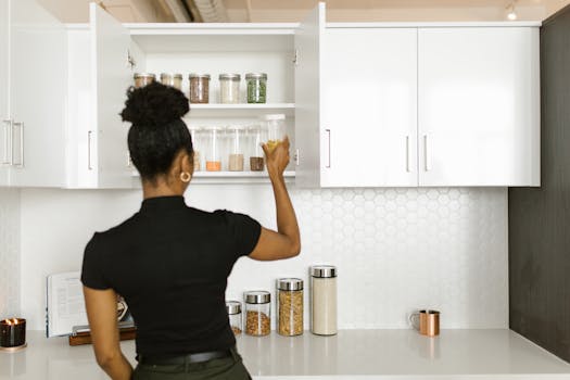 Organized vegan pantry with jars and containers