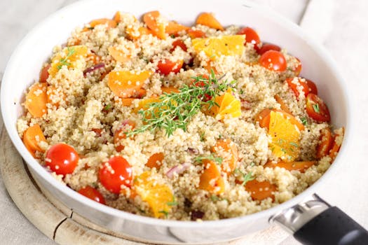 colorful bowls of quinoa and lentils