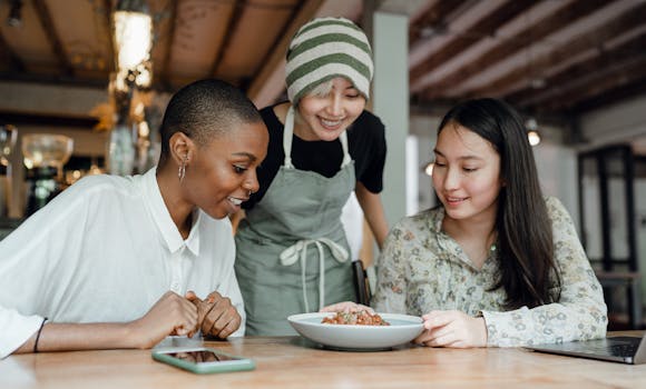 friends enjoying a meal at a restaurant