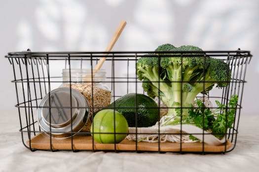 organized pantry with plant-based staples