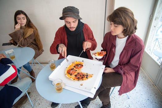 group of friends enjoying a plant-based meal