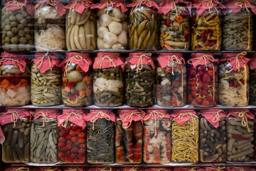 fermented vegetables in jars