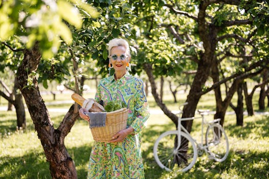 senior gardening with vegetables