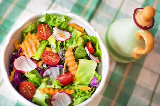 colorful fresh salads with vegetables