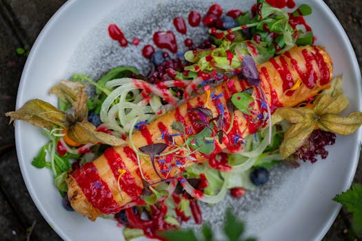 colorful salad with leafy greens and berries