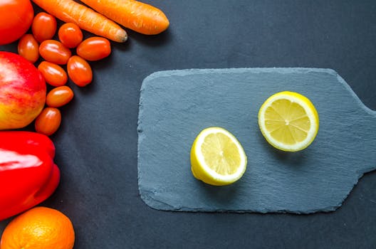 freshly washed fruits and vegetables on a table