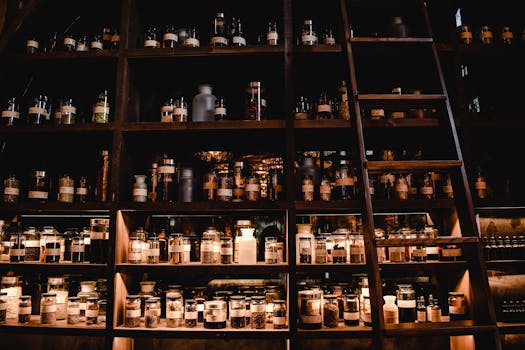 spices in jars on a shelf