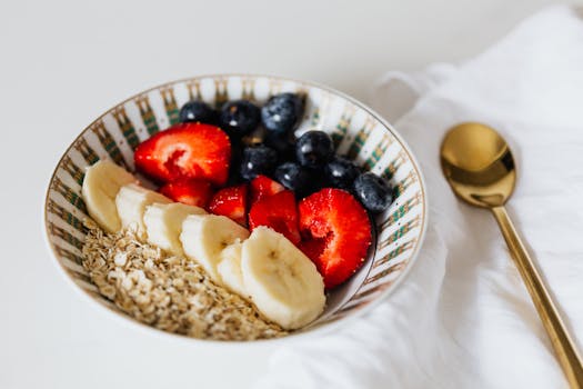 bowl of oatmeal with fruits