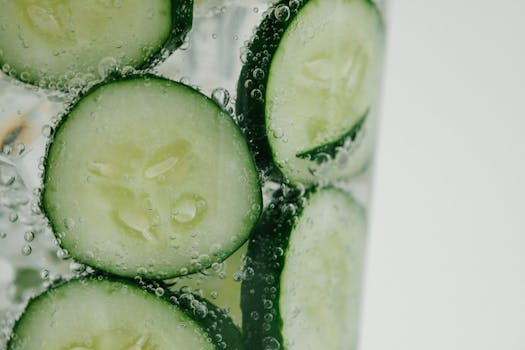 refreshing water with cucumber and mint